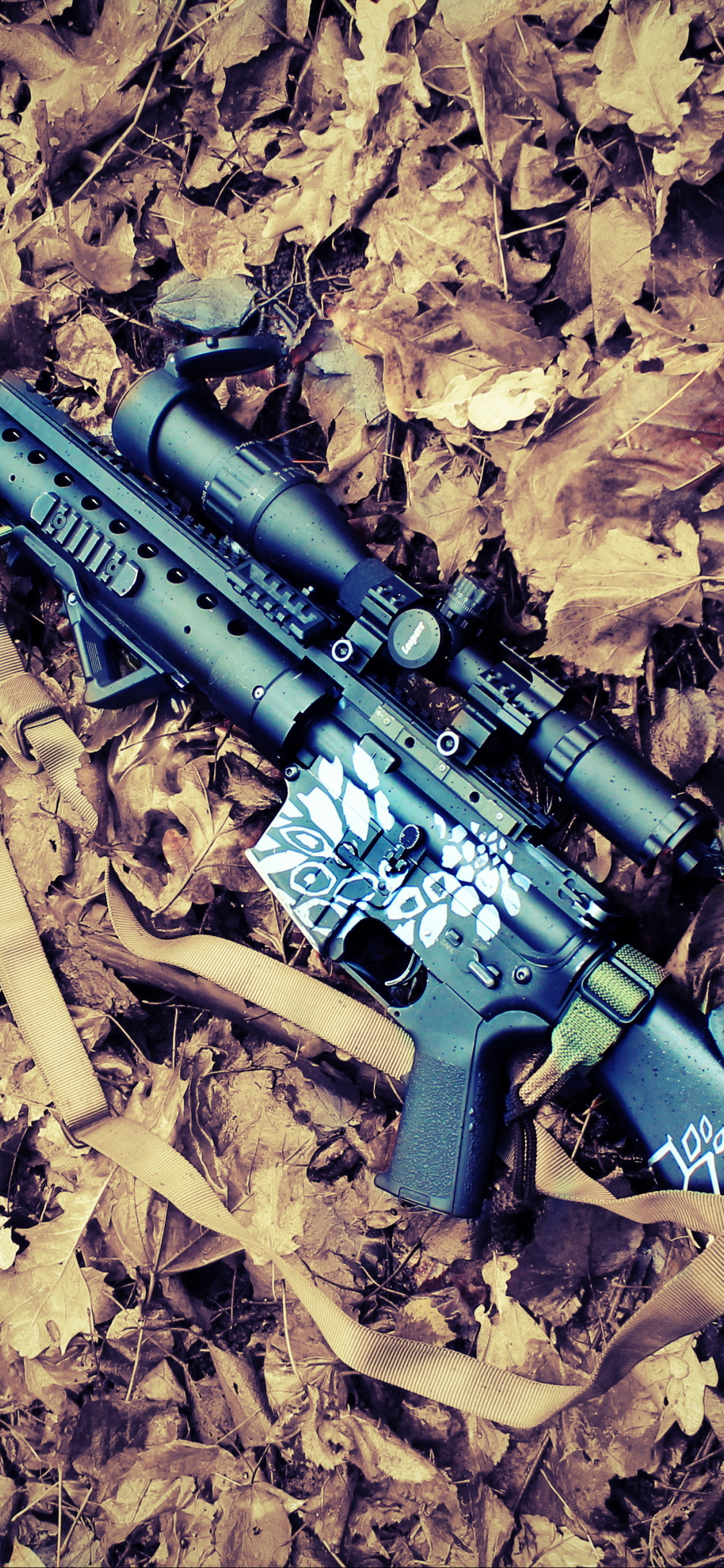 Download wallpaper autumn, leaves, sniper, rifle, rifle, airsoft ...