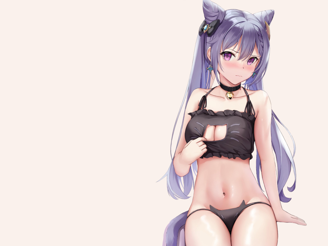 Download wallpaper girl, sexy, anime, pretty, kitty, cute, Nothing, genshin  impact, section seinen in resolution 1152x864