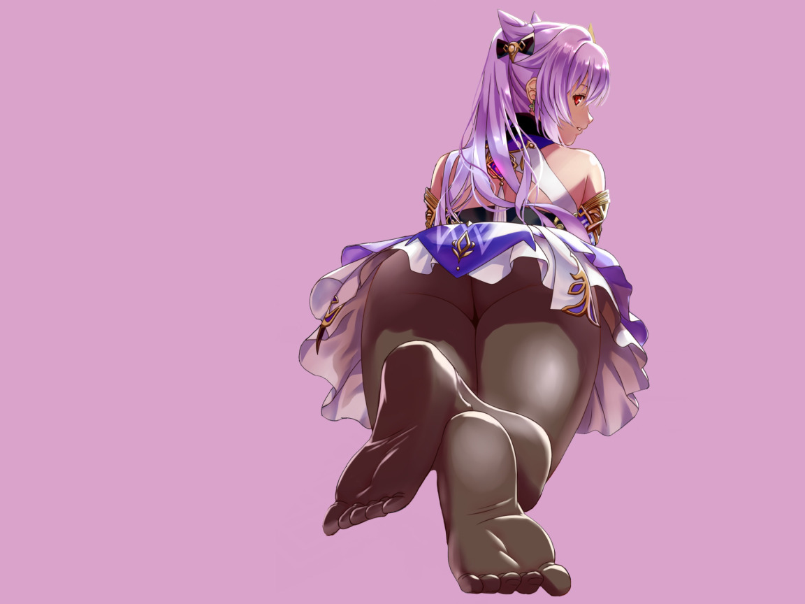 Download wallpaper girl, sexy, ass, anime, stockings, pretty, purple, butt,  section seinen in resolution 1152x864