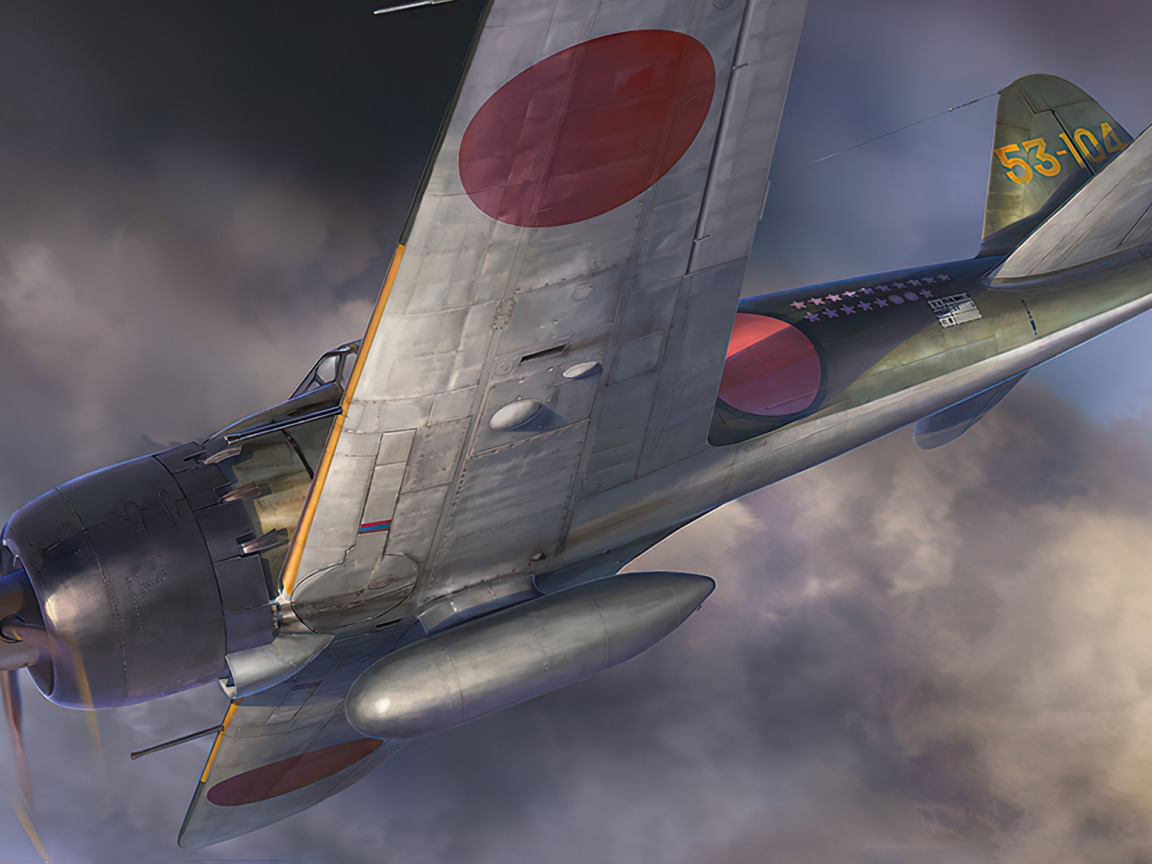 Download wallpaper Mitsubishi, art, airplane, aviation, ww2, zero, a6m ...