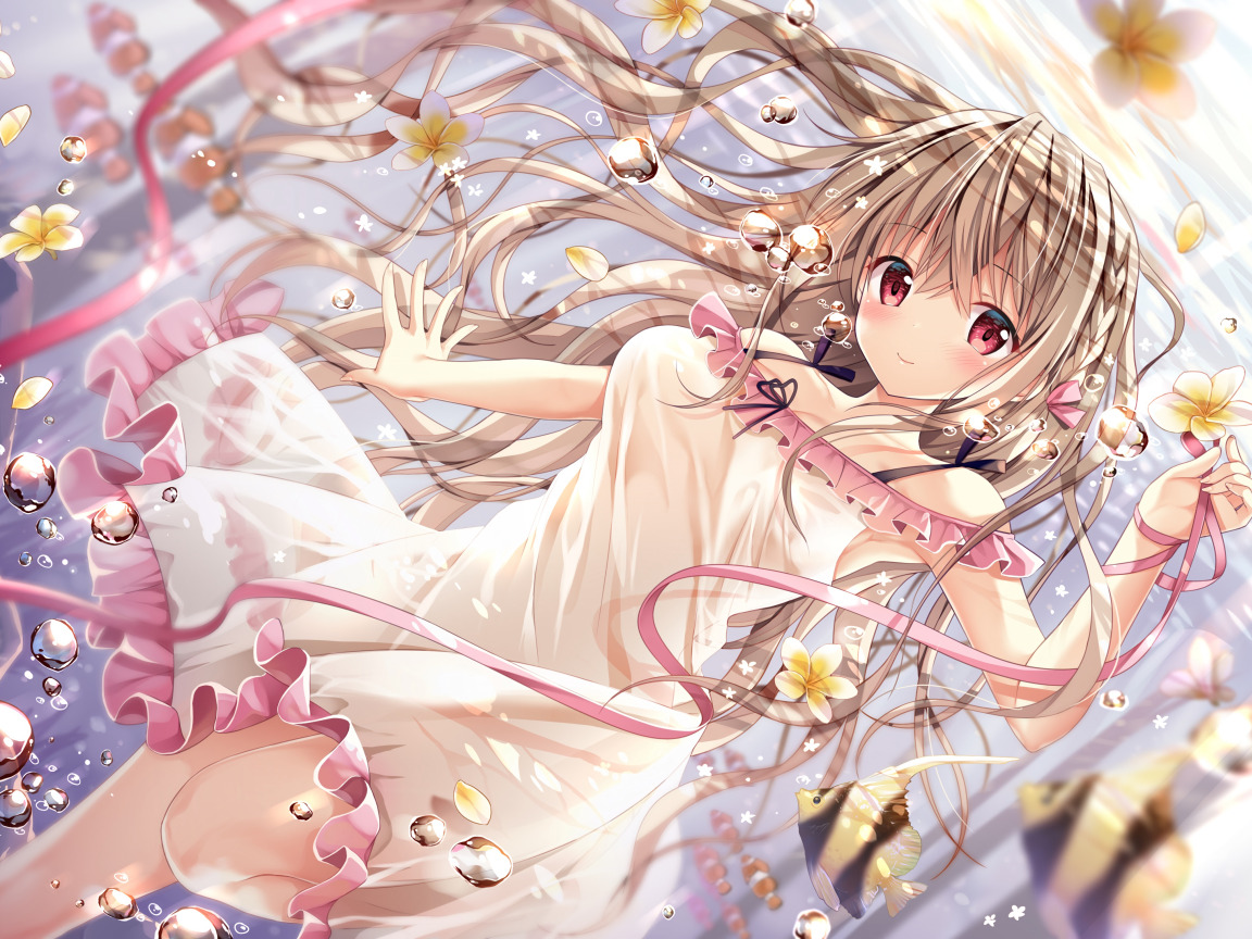 Download wallpaper girl, sexy, dress, brown hair, boobs, anime, beautiful,  pretty, section art in resolution 1152x864