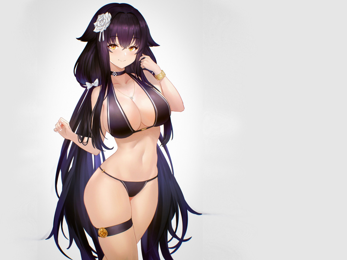 Download wallpaper girl, hot, sexy, Anime, boobs, purple, breasts, cute,  section seinen in resolution 1152x864