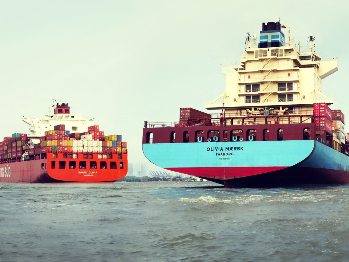 Download wallpaper Port, The ship, Two, Maersk, Maersk Line, Container ...