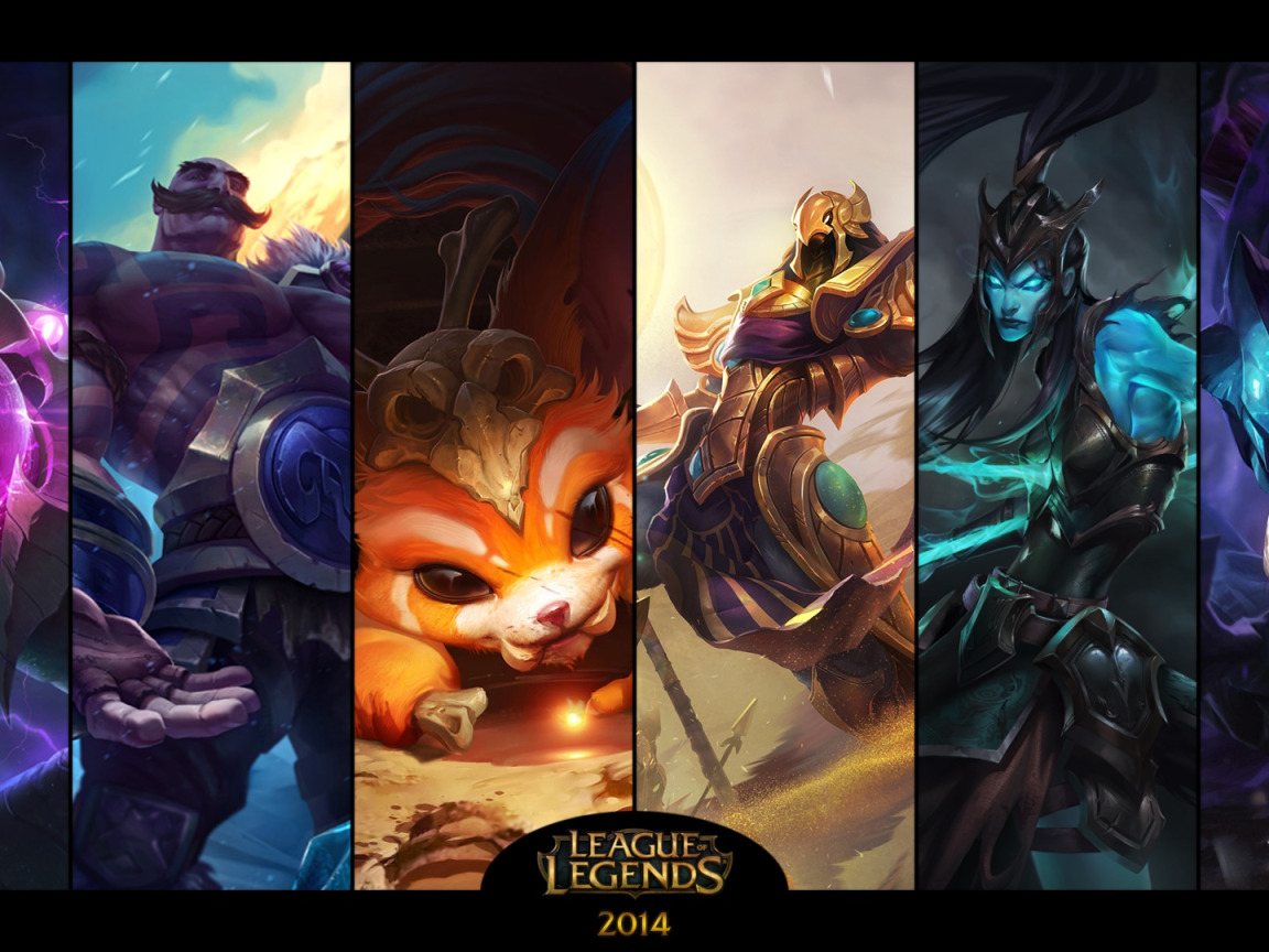 Download wallpaper background, collage, League of Legends, League Of Legends,  section games in resolution 1152x864