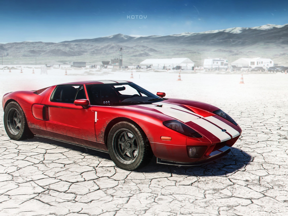 Download wallpaper Ford, Red, Auto, The game, Machine, Ford GT, Art,  Supercar, section games in resolution 1152x864