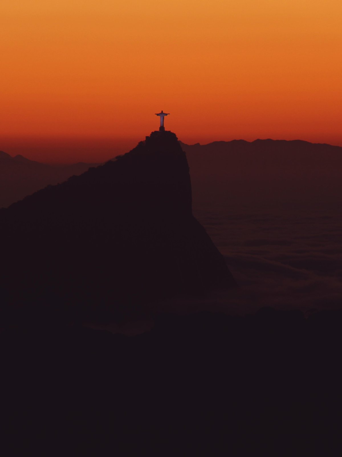 Download wallpaper fog, sunrise, Brasil, Rio de Janeiro, Corcovado ...