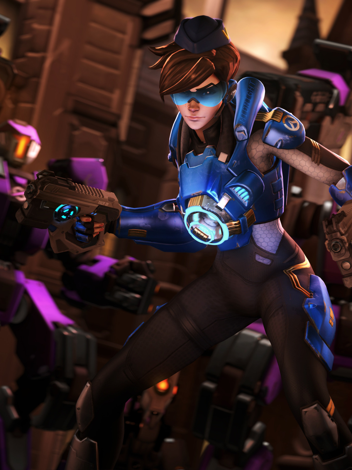 Download wallpaper girl, rendering, robots, tracer, overwatch, Lena ...