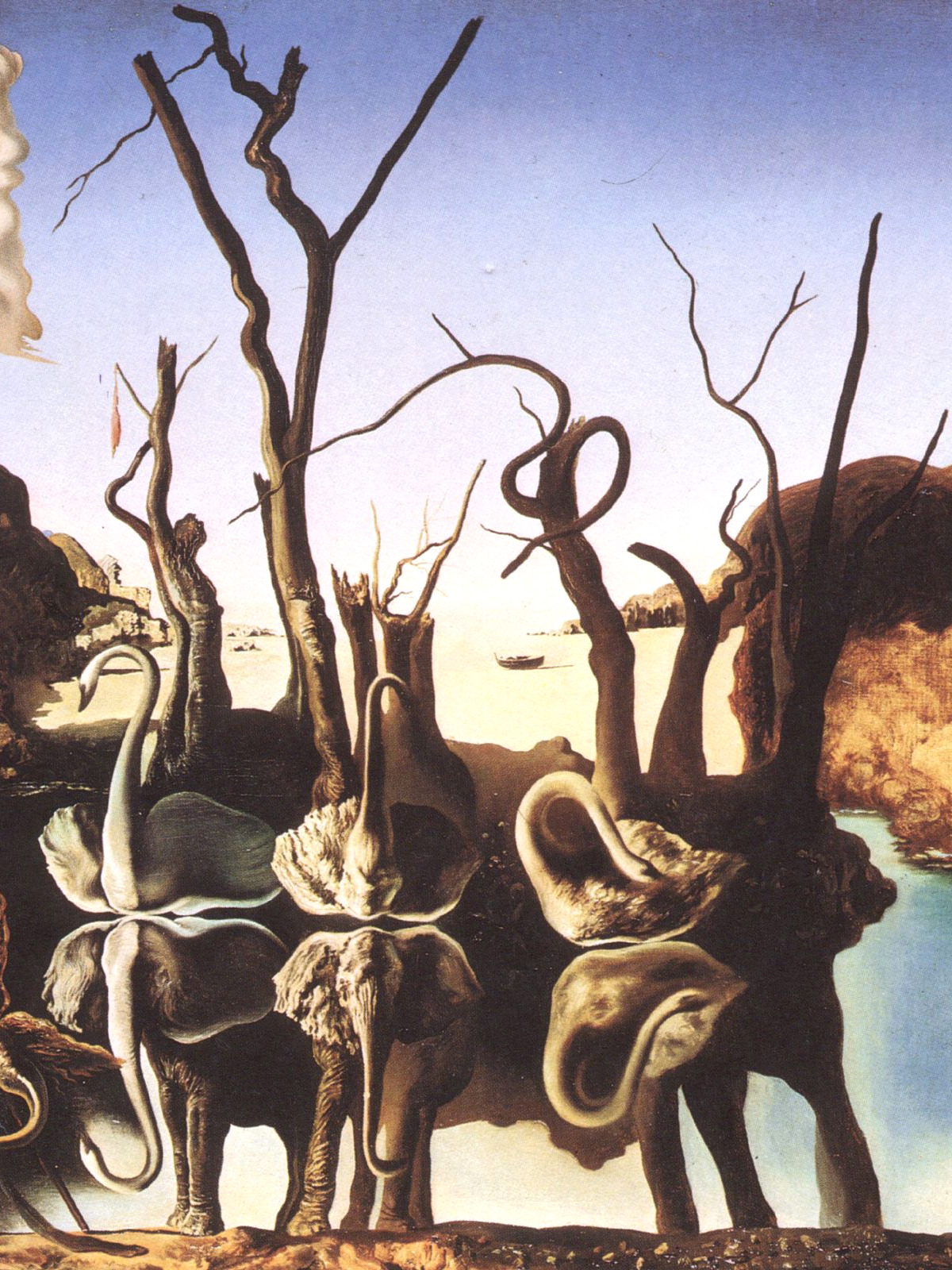 Download wallpaper surrealism, picture, artist, swans, Salvador Dali ...