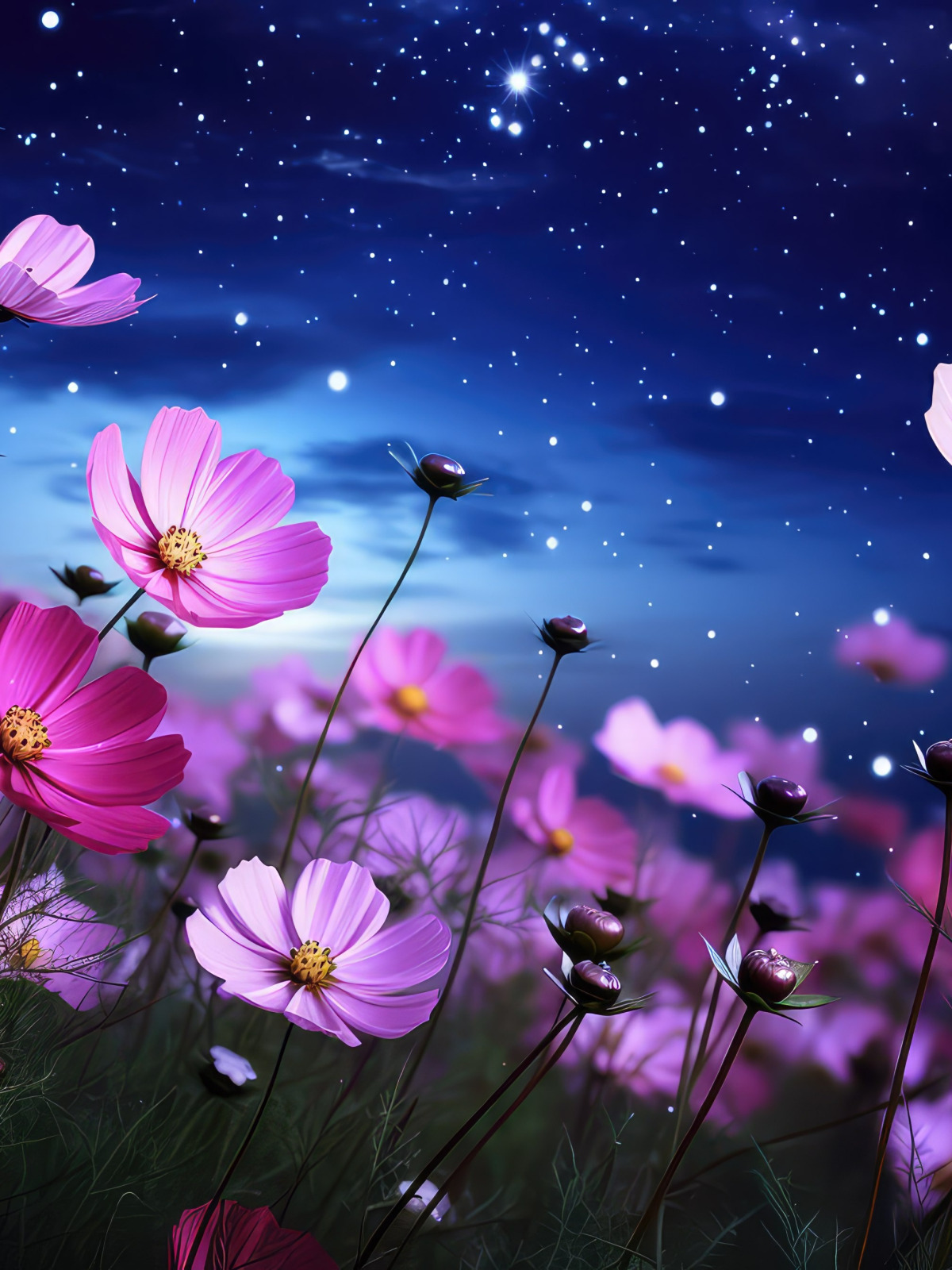 Download wallpaper flowers, night, spring, dark, pink, night, flowers ...