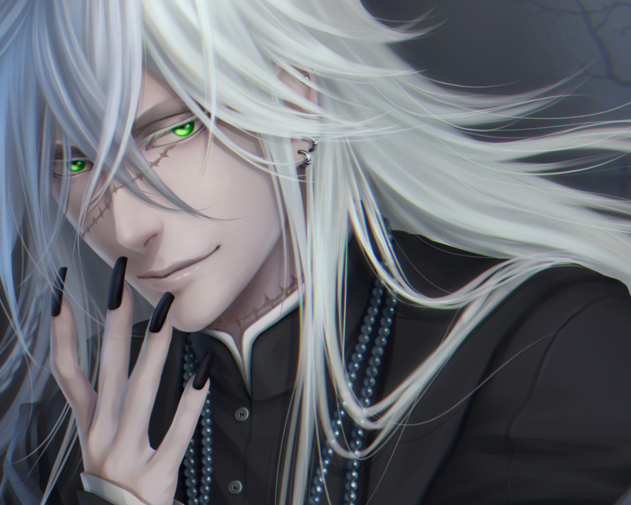 look, smile, guy, earring, art, Zetsuai89, scars, Black Butler 