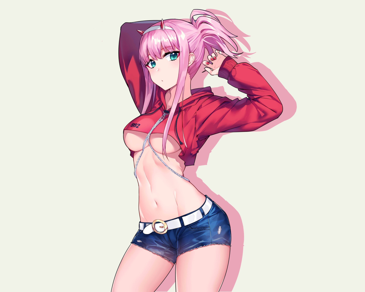 Download wallpaper kawaii, girl, hot, sexy, shorts, pink hair, boobs, anime,  section seinen in resolution 1280x1024