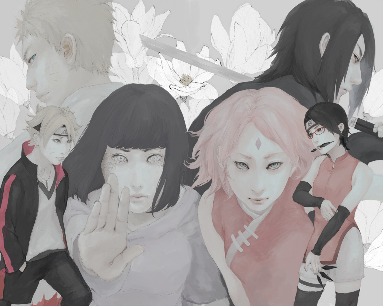 Download wallpaper Sasuke, Naruto, Sakura, naruto, art, realistic, Hinata, ...