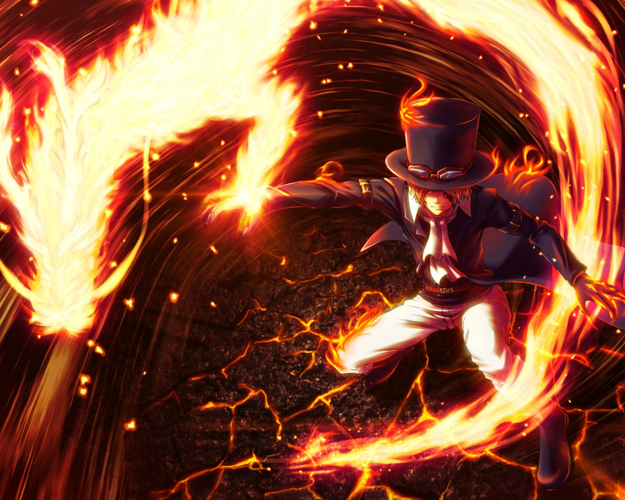 Download wallpaper fire, flame, game, One Piece, pirate, hat, power, fight,  section games in resolution 1280x1024