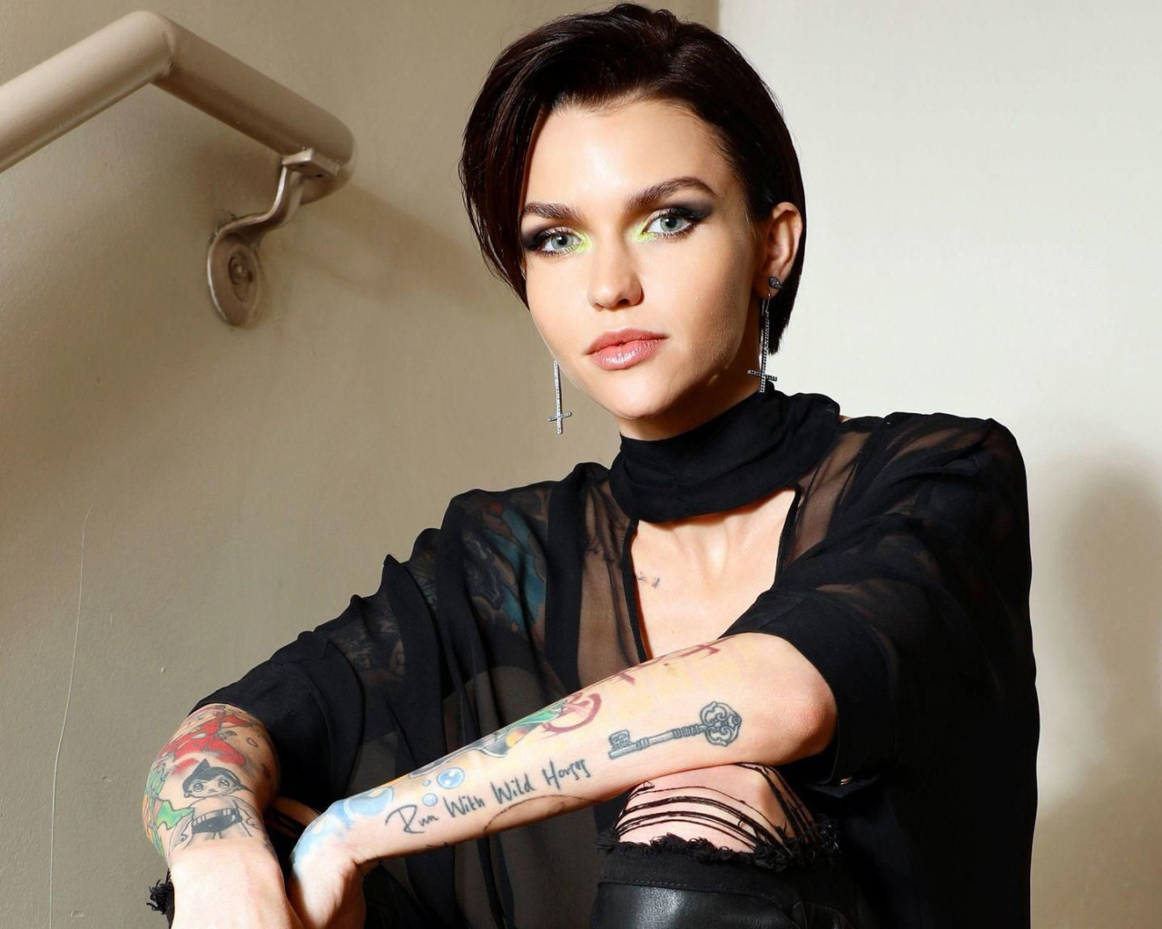 Download wallpaper actress, tattoo, cutie, short hairstyle, XXX, Ruby Rose,  Ruby Rose, section girls in resolution 1280x1024