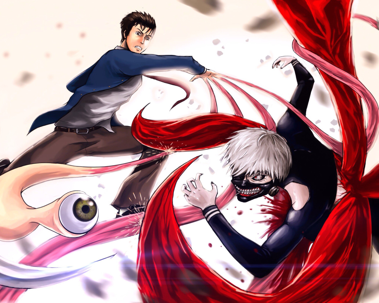 Download wallpaper game, monster, alien, anime, crossover, fight, eye,  manga, section seinen in resolution 1280x1024