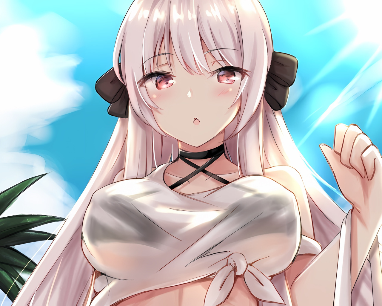 Download wallpaper girl, sexy, erect nipples, long hair, boobs, anime,  beautiful, twintails, section seinen in resolution 1280x1024