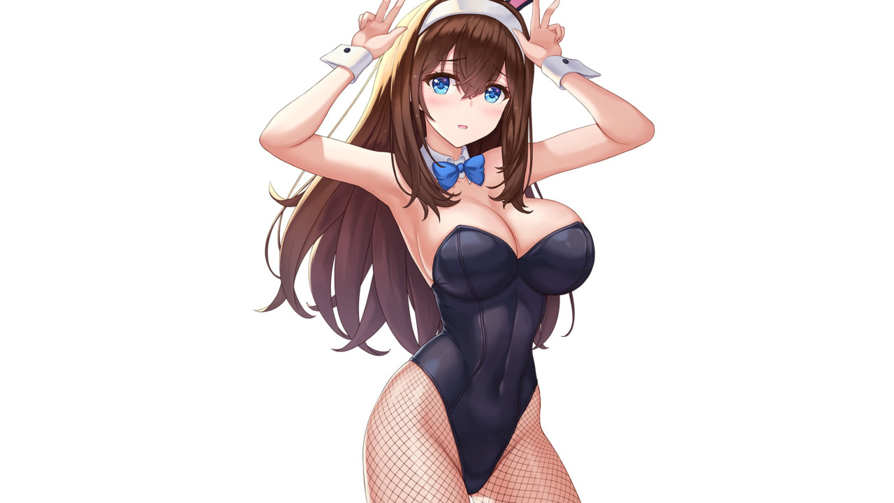 Download wallpaper girl, sexy, Anime, rabbit, bunny, suit, busty, tight,  section seinen in resolution 1280x720