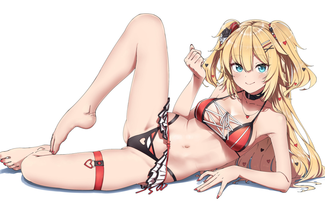 Download wallpaper kawaii, girl, Sexy, anime, blonde, cute, bikini, red  bikini, section seinen in resolution 1280x800