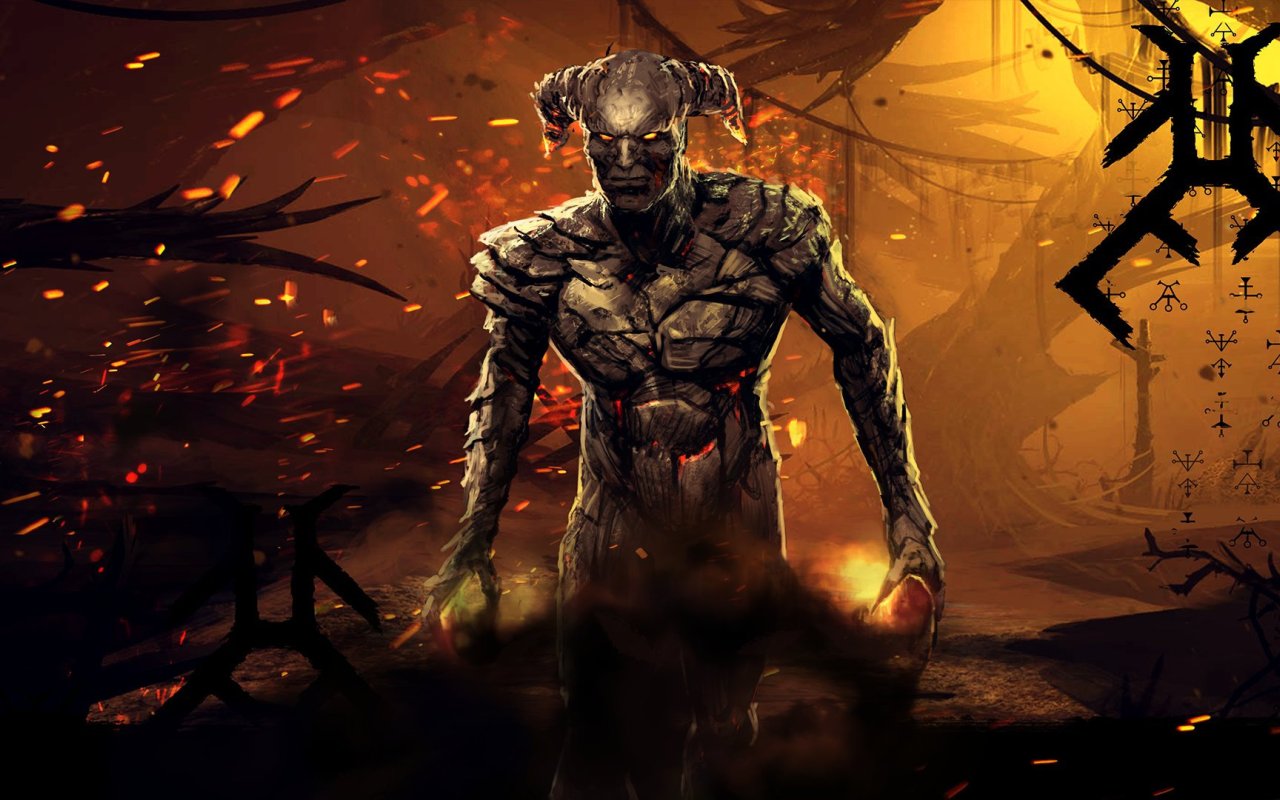 Download wallpaper characters, the demon, demon, runes, section fantasy ...
