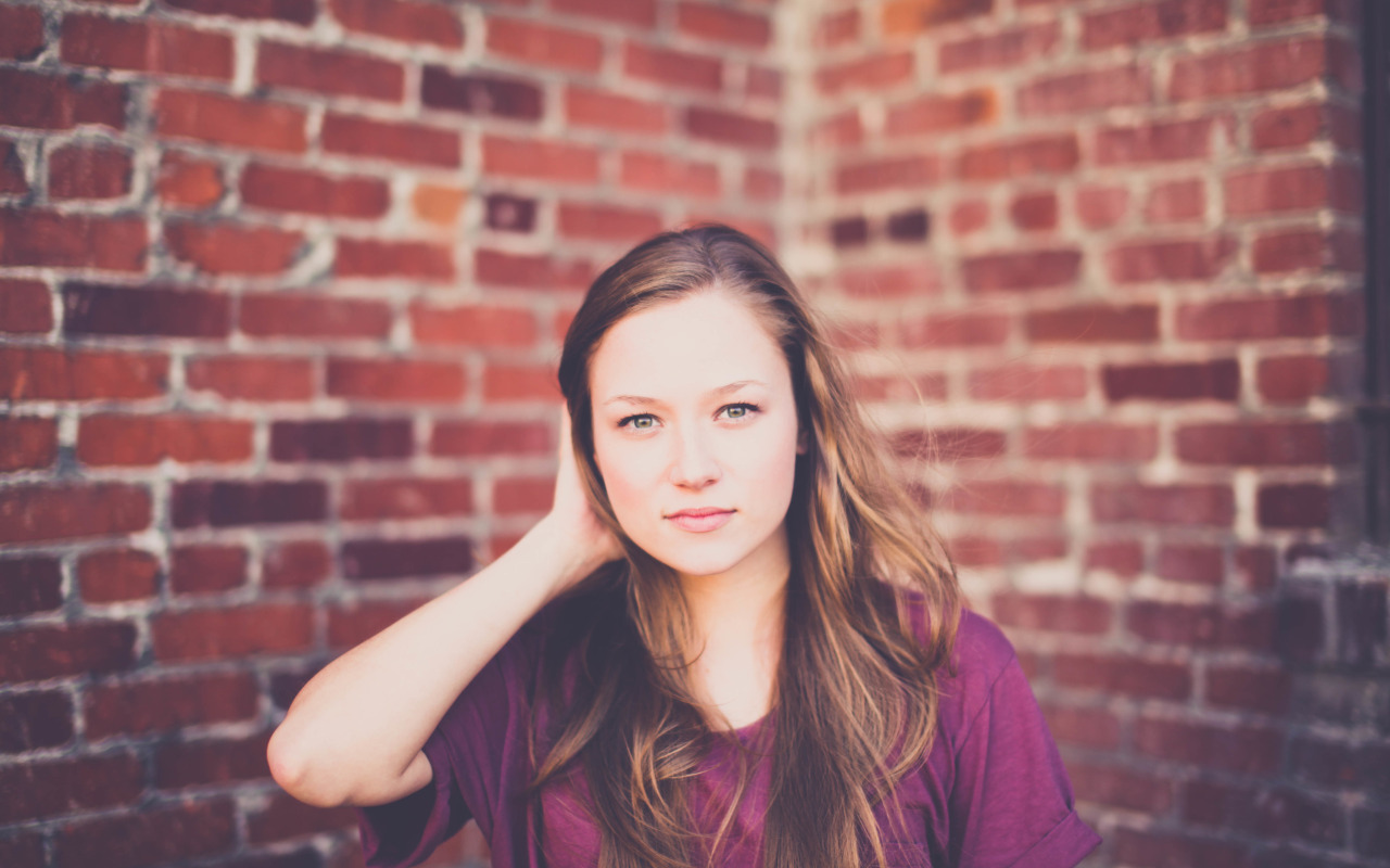 Download wallpaper eyes, wall, hair, blocks, wall, eyes, hair, blocks