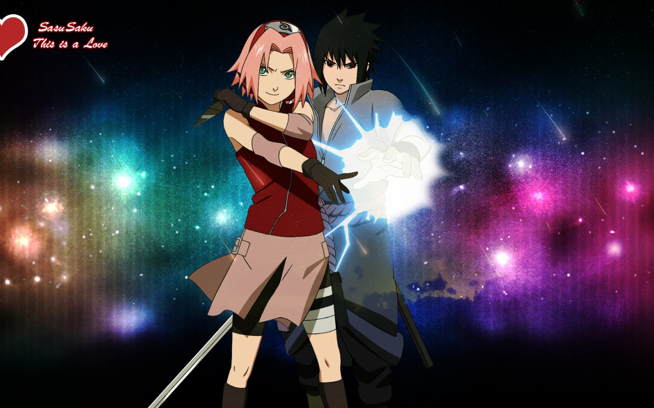 Download wallpaper Naruto Shippuden, Naruto: Shippuuden, Sasuke and Sakura,  SasuSaku, Sasusaku, Sasuke and Sakura, section other in resolution 1280x800