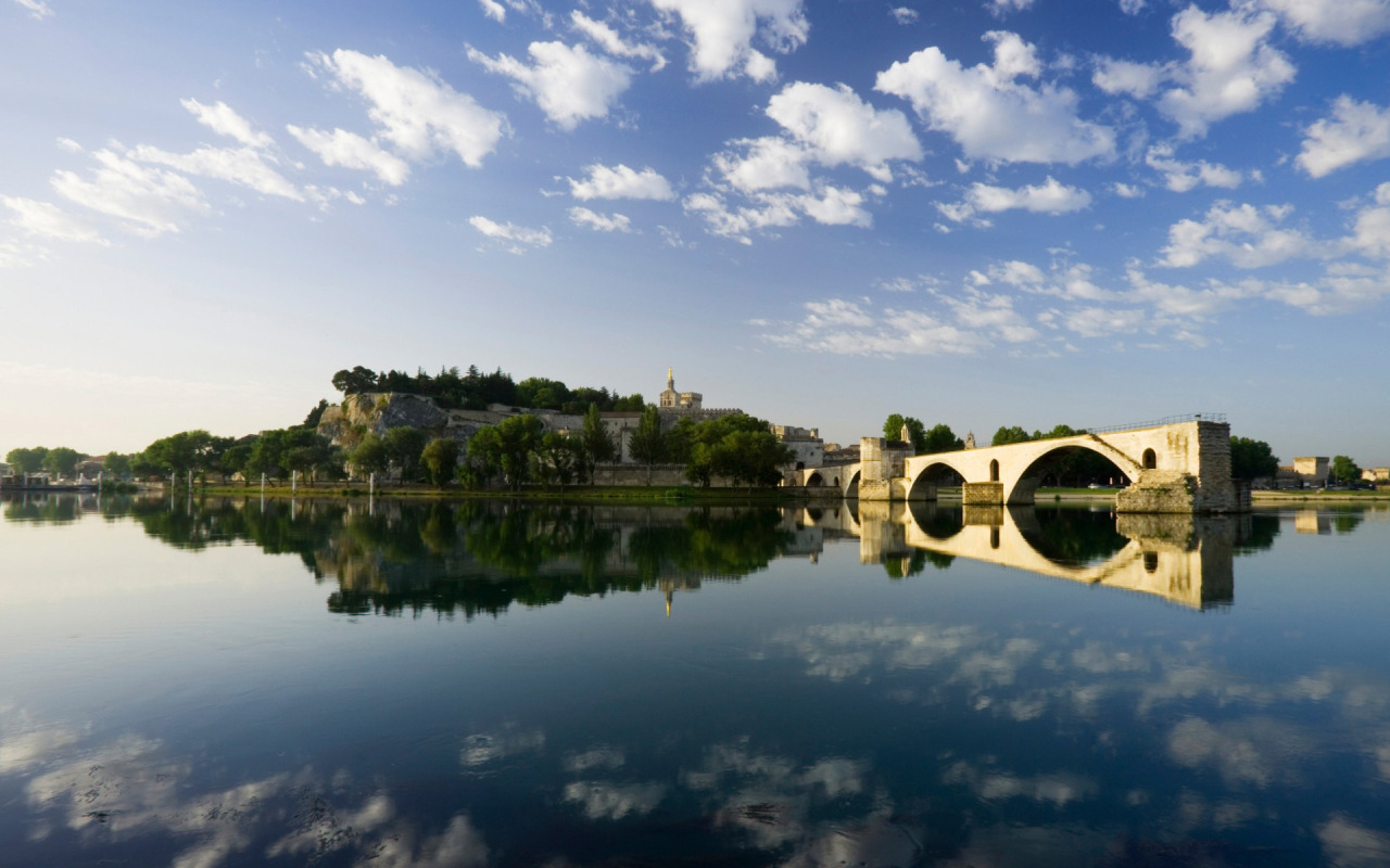 bridge, river, fortress, France, Avignon