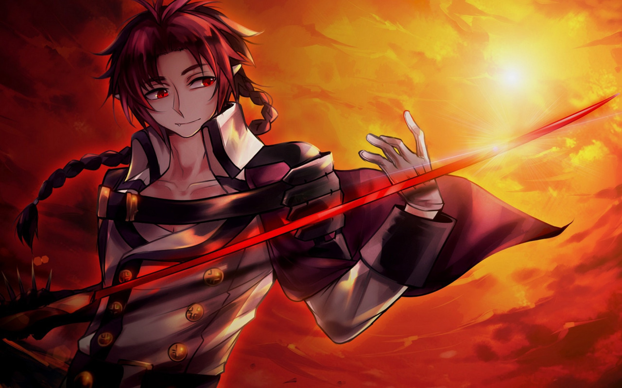 Download wallpaper sword, anime, art, vampire, male, Owari no Seraph,  Crowley, section shonen in resolution 1280x800