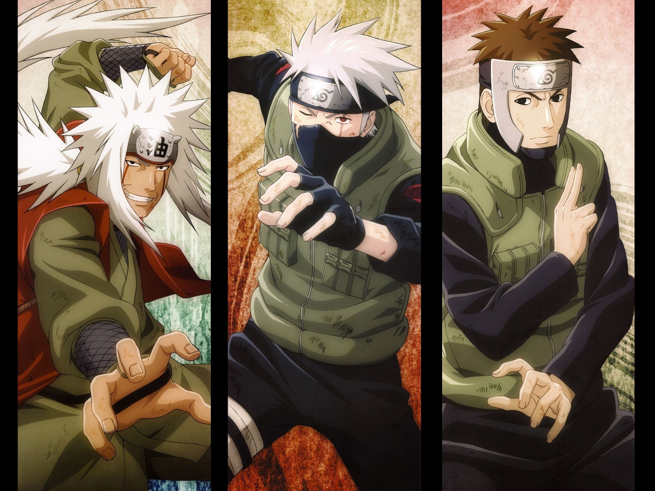 Download wallpaper look, hand, <b>Naruto</b>, gesture, grin, vest, ninja, sharinga...