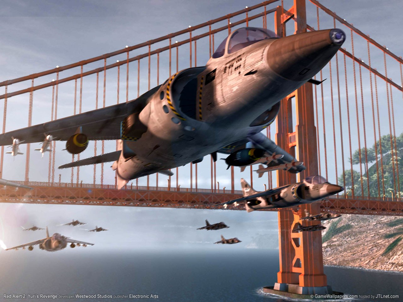 Wallpaper Bridge, The plane, red alert, Golden gate for mobile and desktop,  section игры, resolution 1280x960 - download