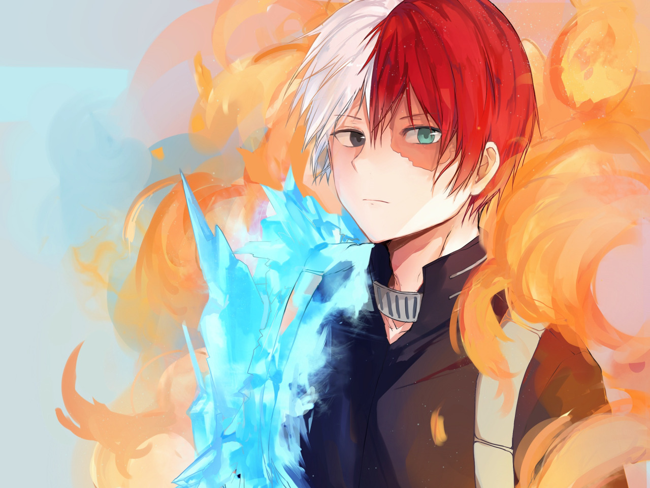 Download wallpaper fire, ice, guy, fire and ice, My Hero Academia, Boku No  Hero Academy, Todoroki Shoto, My Hero Academy, section shonen in resolution  1280x960