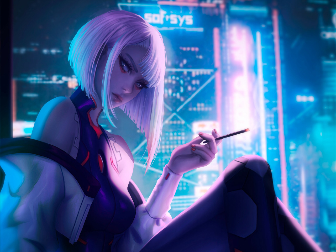 Download wallpaper Cyberpunk: Edgerunners, Lucyna Kushinada, Cyberpunk  Running on the Edge, section art in resolution 1280x960