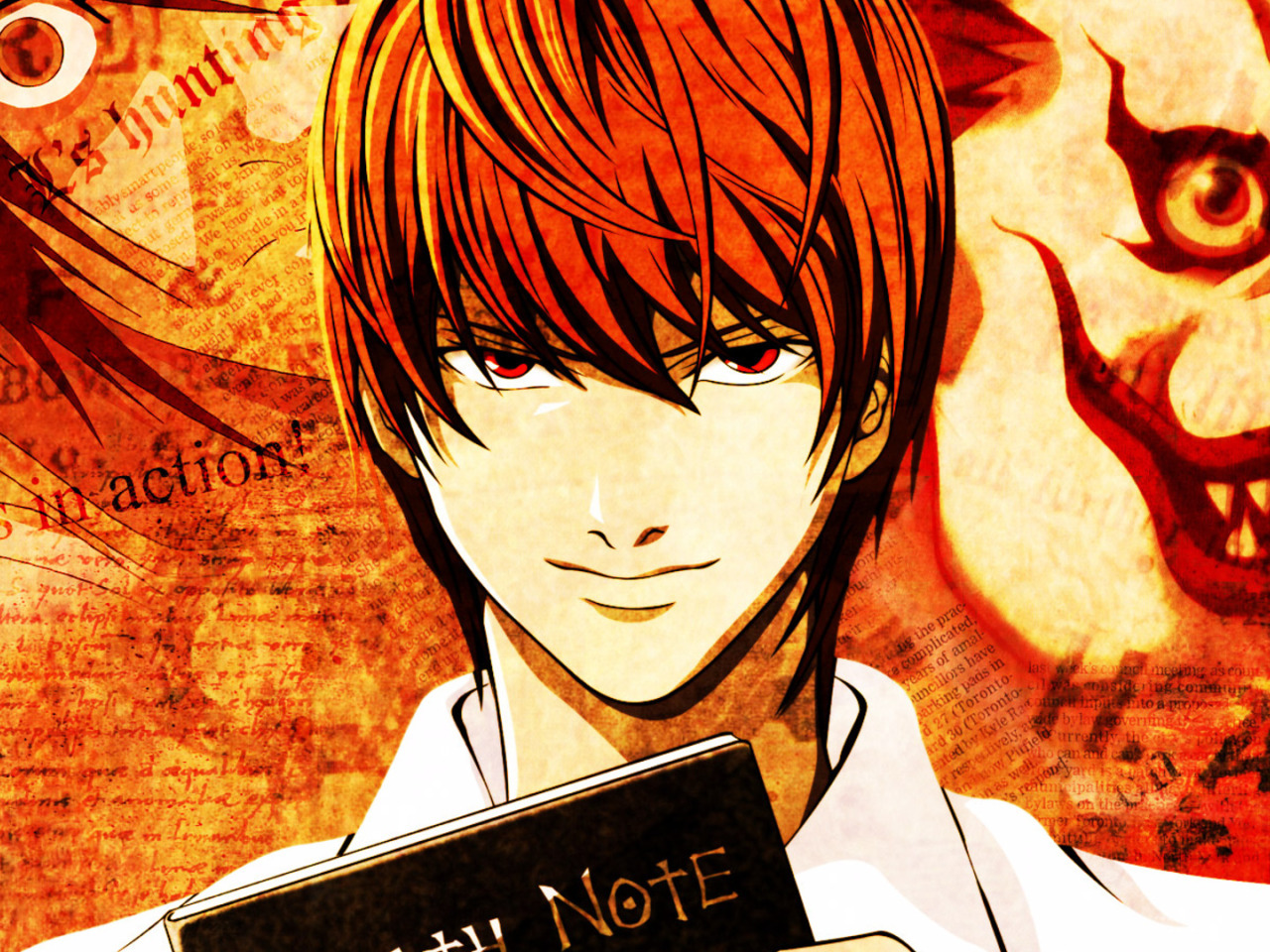 Wallpaper : illustration, anime, cartoon, Death Note, Yagami Light