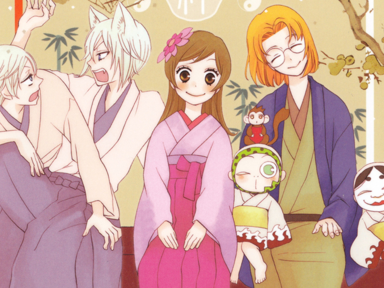 smile, glasses, kimono, ears, art, mizuki, the demon-Fox, tomoe 