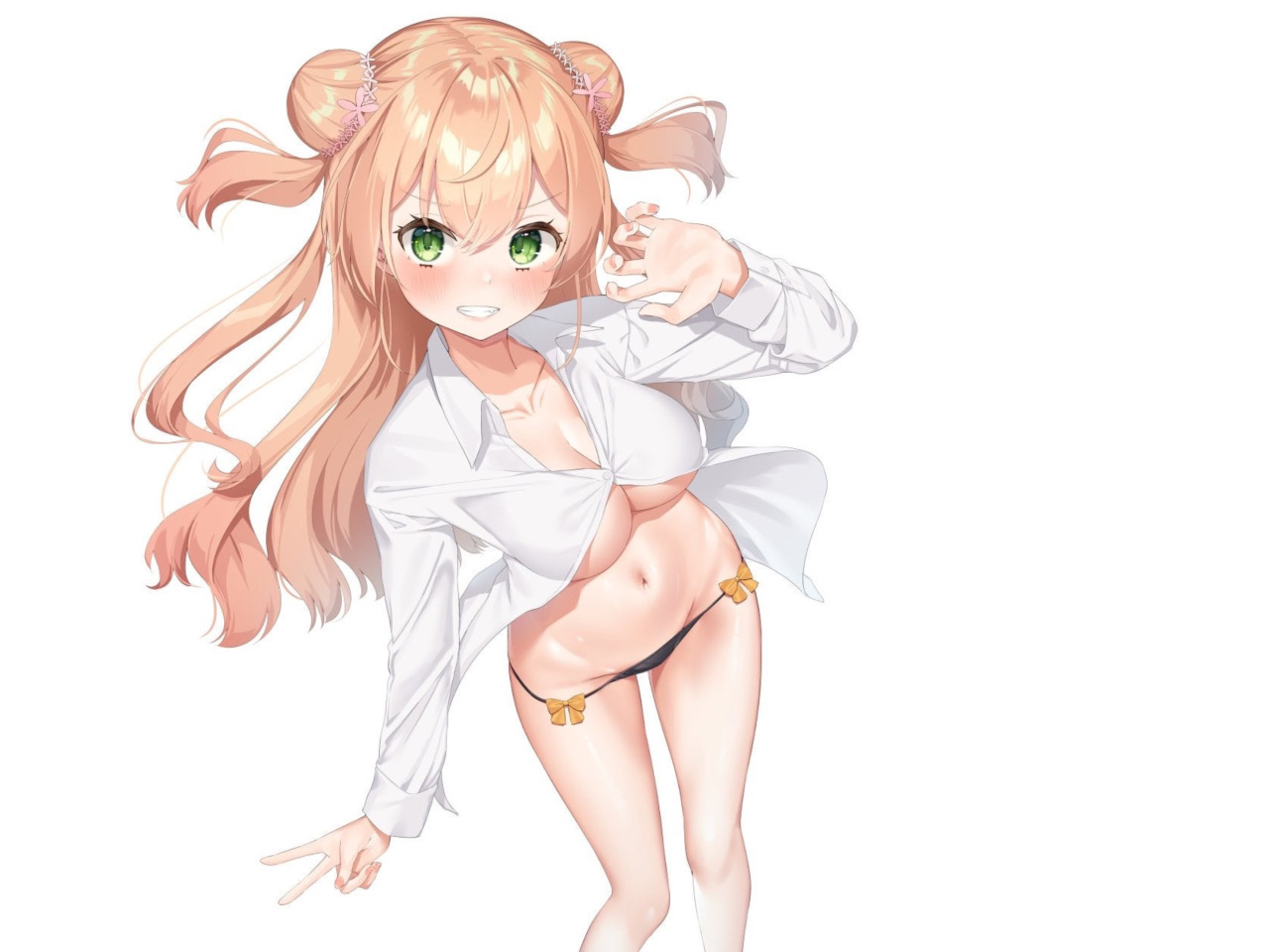 Download wallpaper girl, sexy, Anime, panties, pretty, shirt, petite,  section seinen in resolution 1280x960