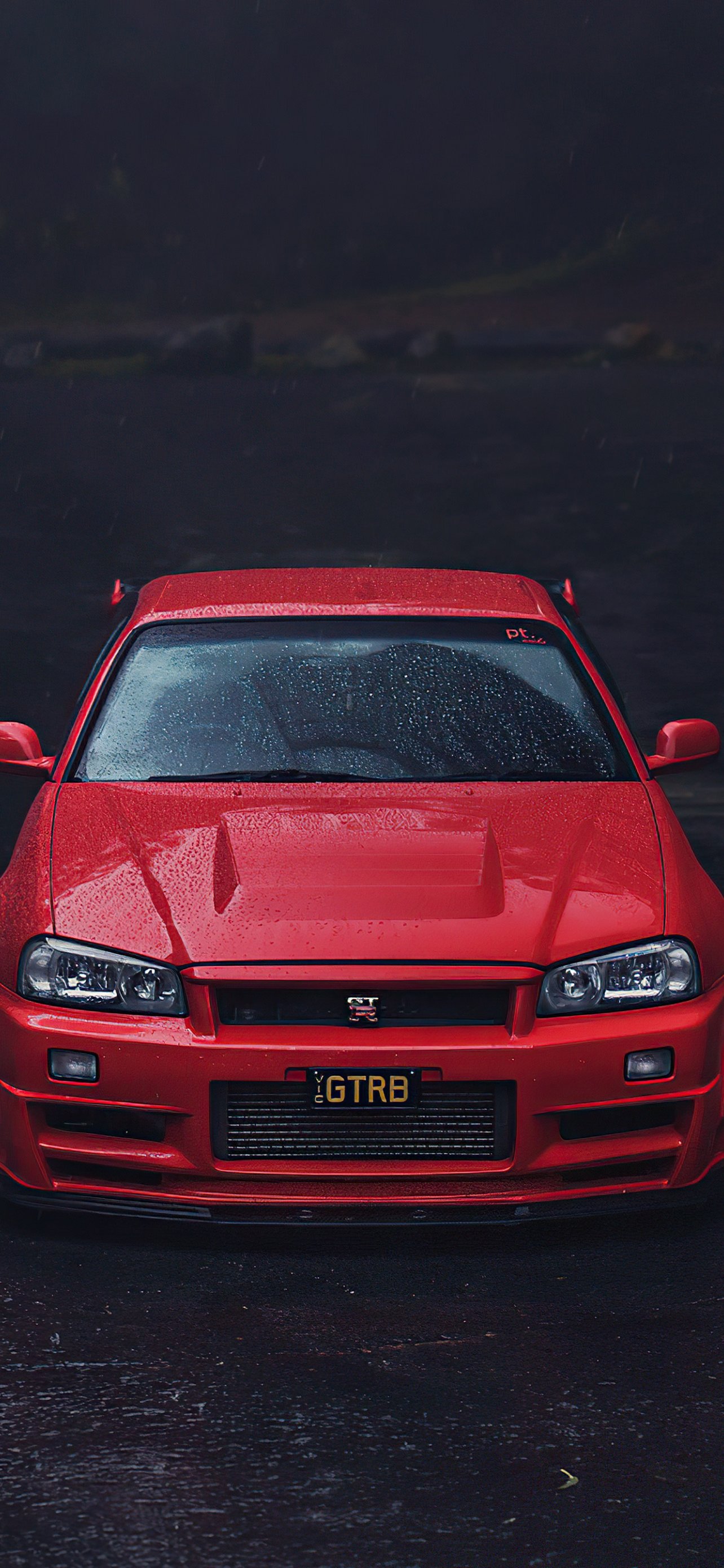 Download wallpaper red, road, rain, skyline, R34, asphalt, Nissan GTR ...