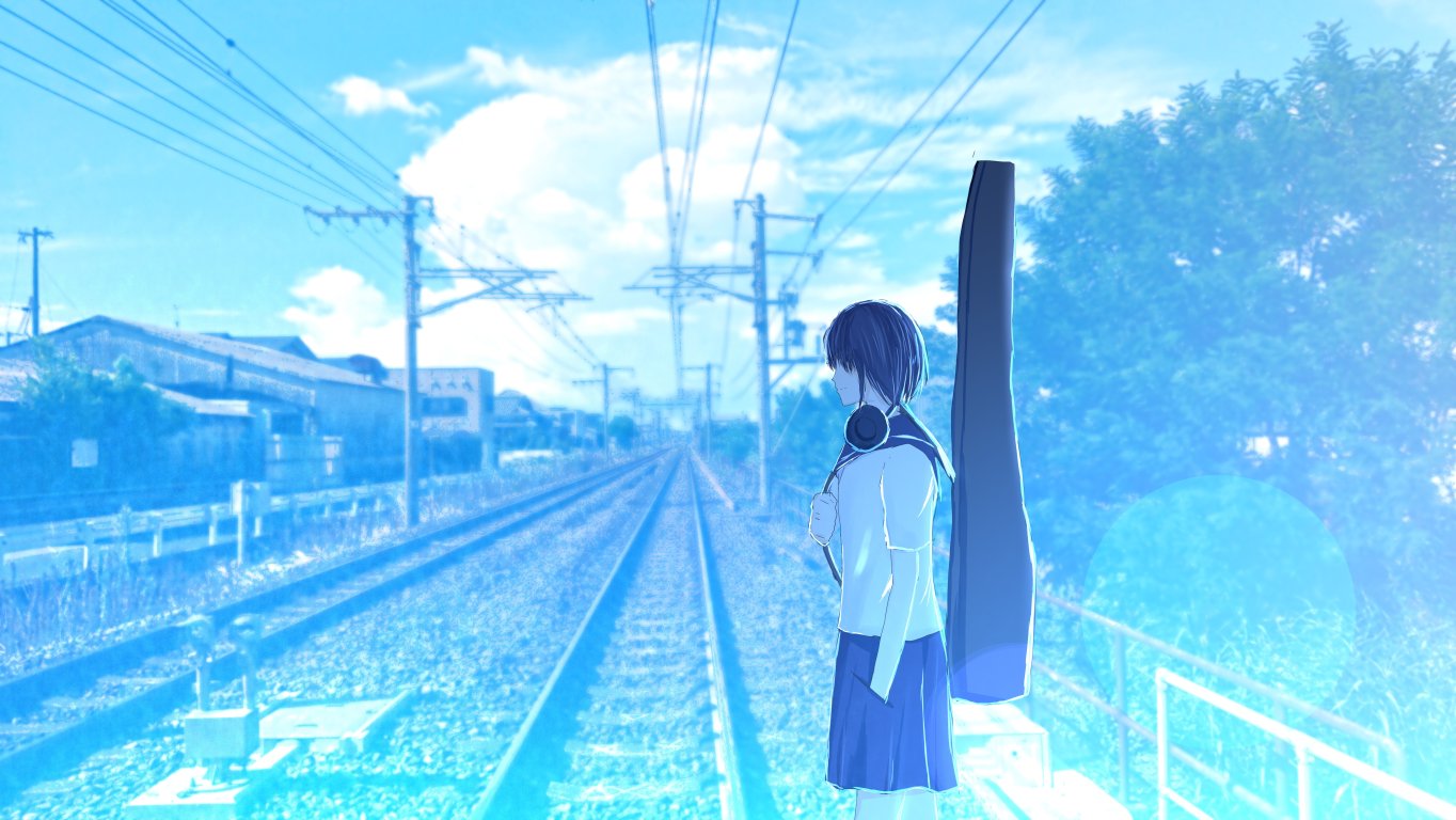 Download wallpaper girl, rails, school uniform, section art in ...