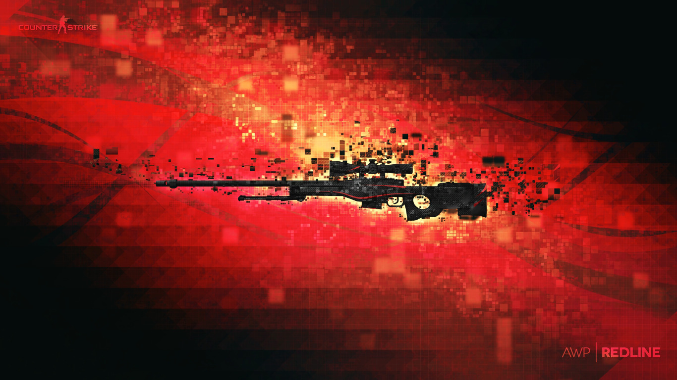 Download wallpaper pixels, counter strike, rifle, global offensive, csgo,  redline, awp, cs go, section abstraction in resolution 1366x768