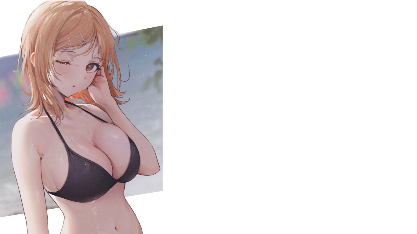 Download wallpaper kawaii, hot, sexy, boobs, anime, blonde, big boobs, cute,  section seinen in resolution 1366x768