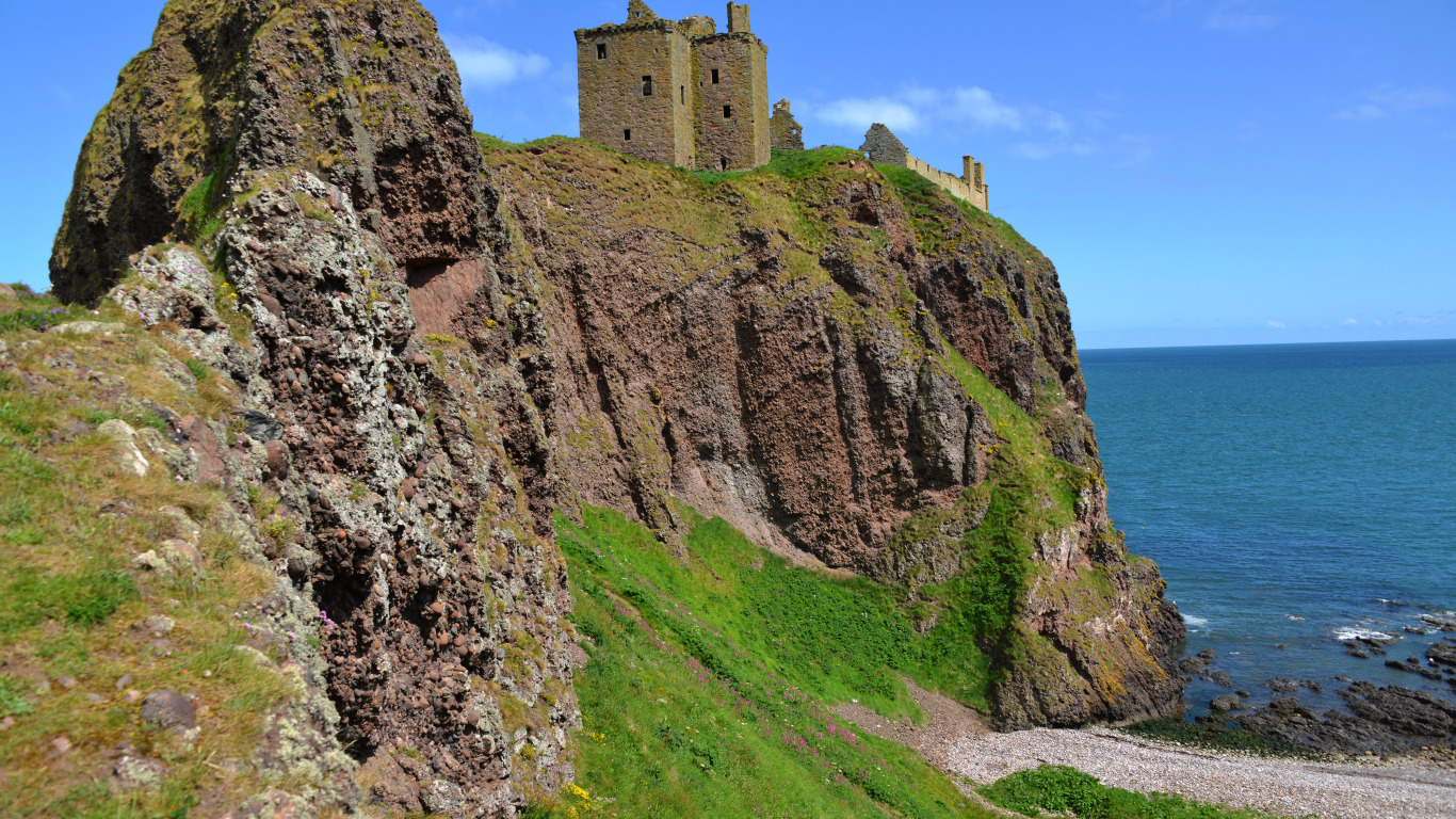 Download wallpaper sea, rock, castle, coast, England, Dunnottar Castle ...