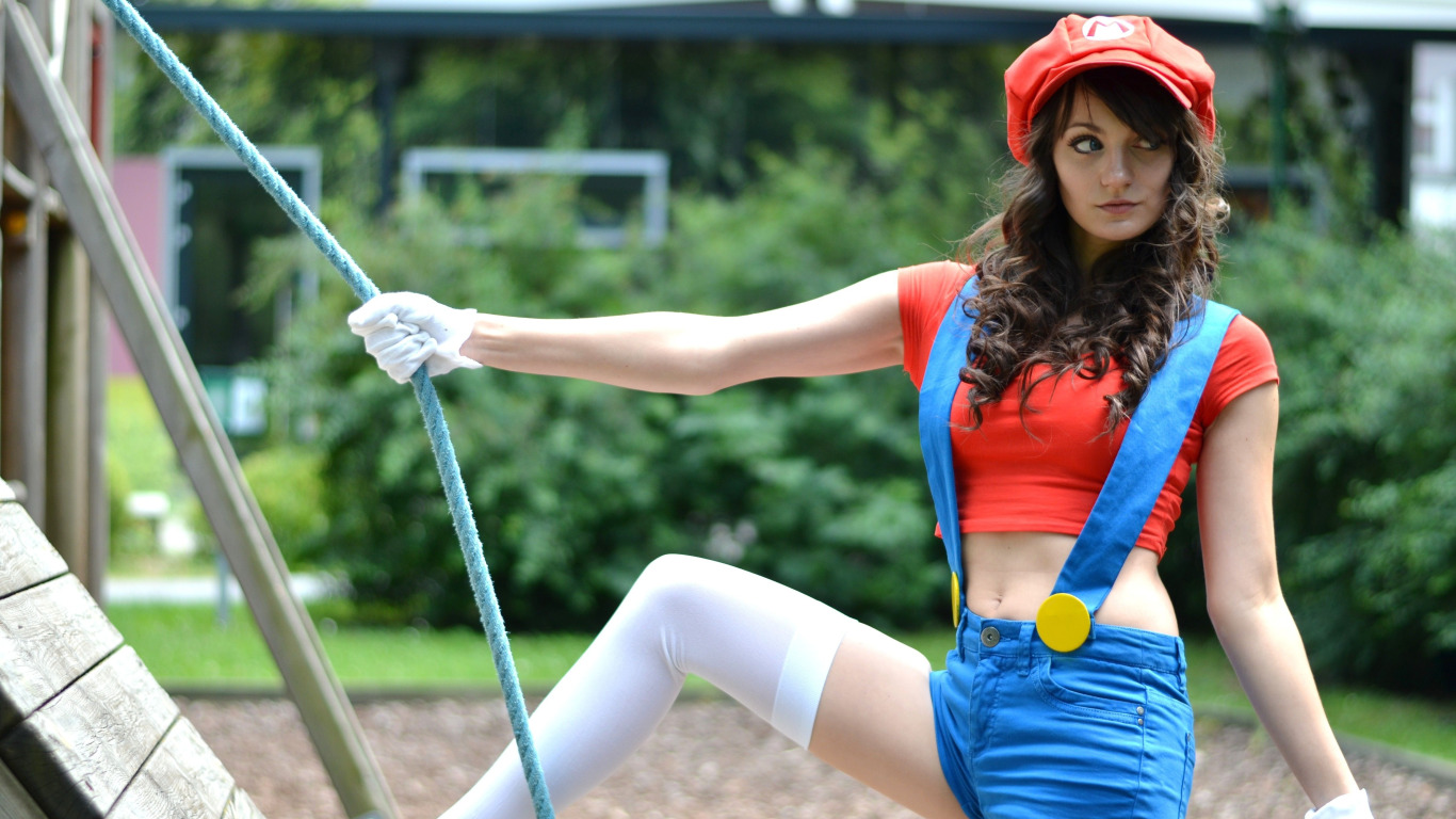 Download Wallpaper Stockings Mario Cosplay Super Mario Cosplay Section Girls In Resolution