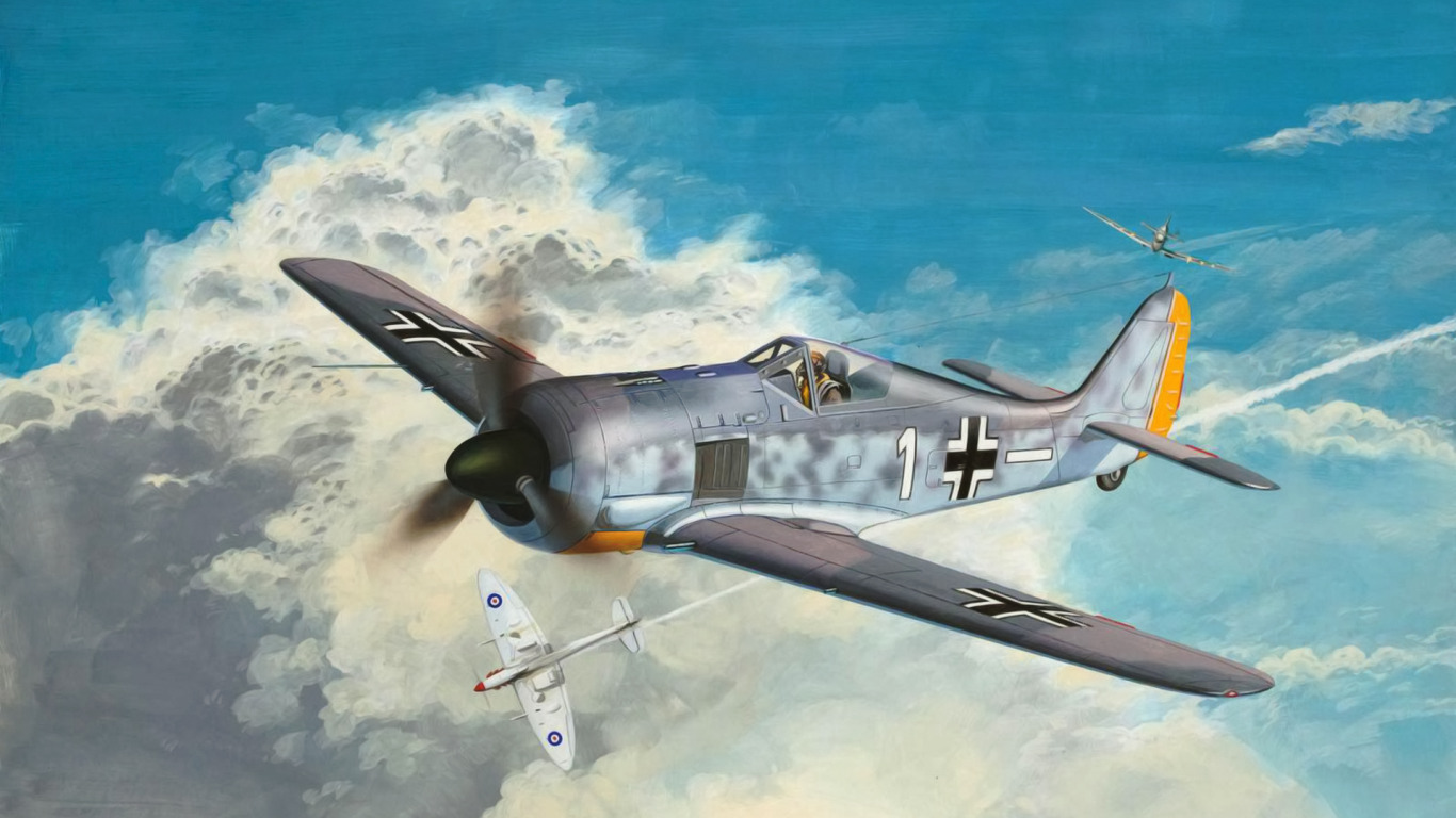 Download wallpaper war, art, airplane, painting, ww2, aviaiton, Focke ...