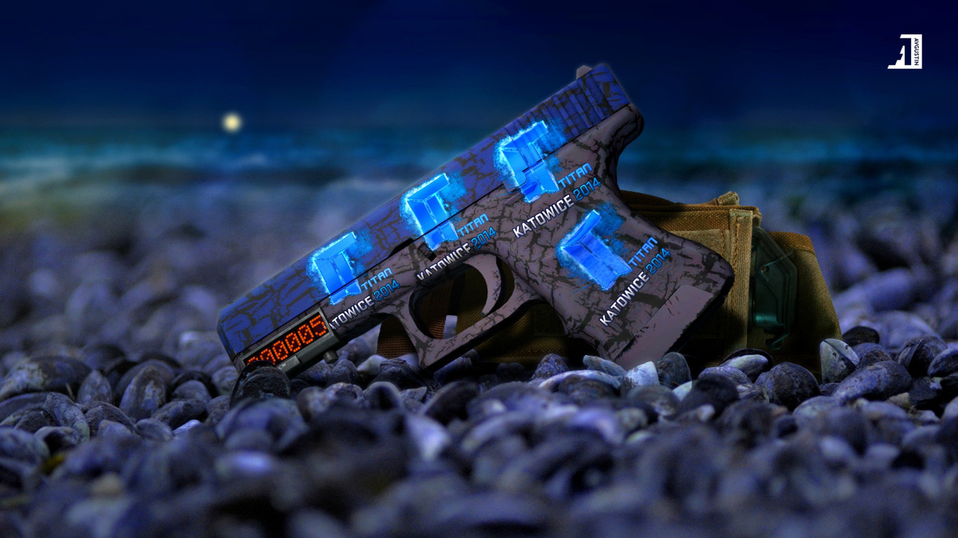 Download wallpaper game, weapon, art, Glock-18, counter strike global  offensive, CS GO, section games in resolution 1366x768