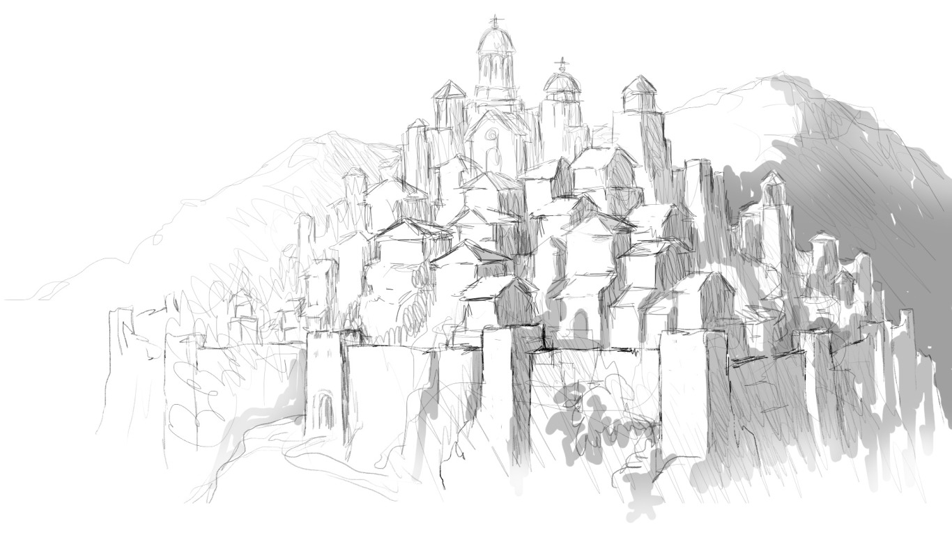 Download wallpaper city, town, drawing, burg, medieval, section ...