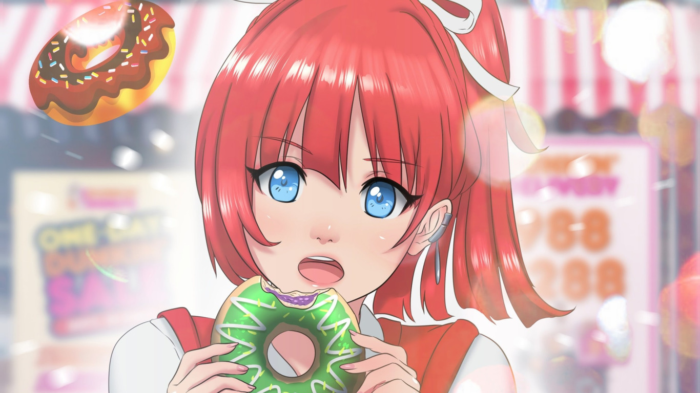 Donut, pretty, bonito, eat, sweet, nice, anime, hot, beauty, anime girl,  long hair, HD wallpaper | Peakpx