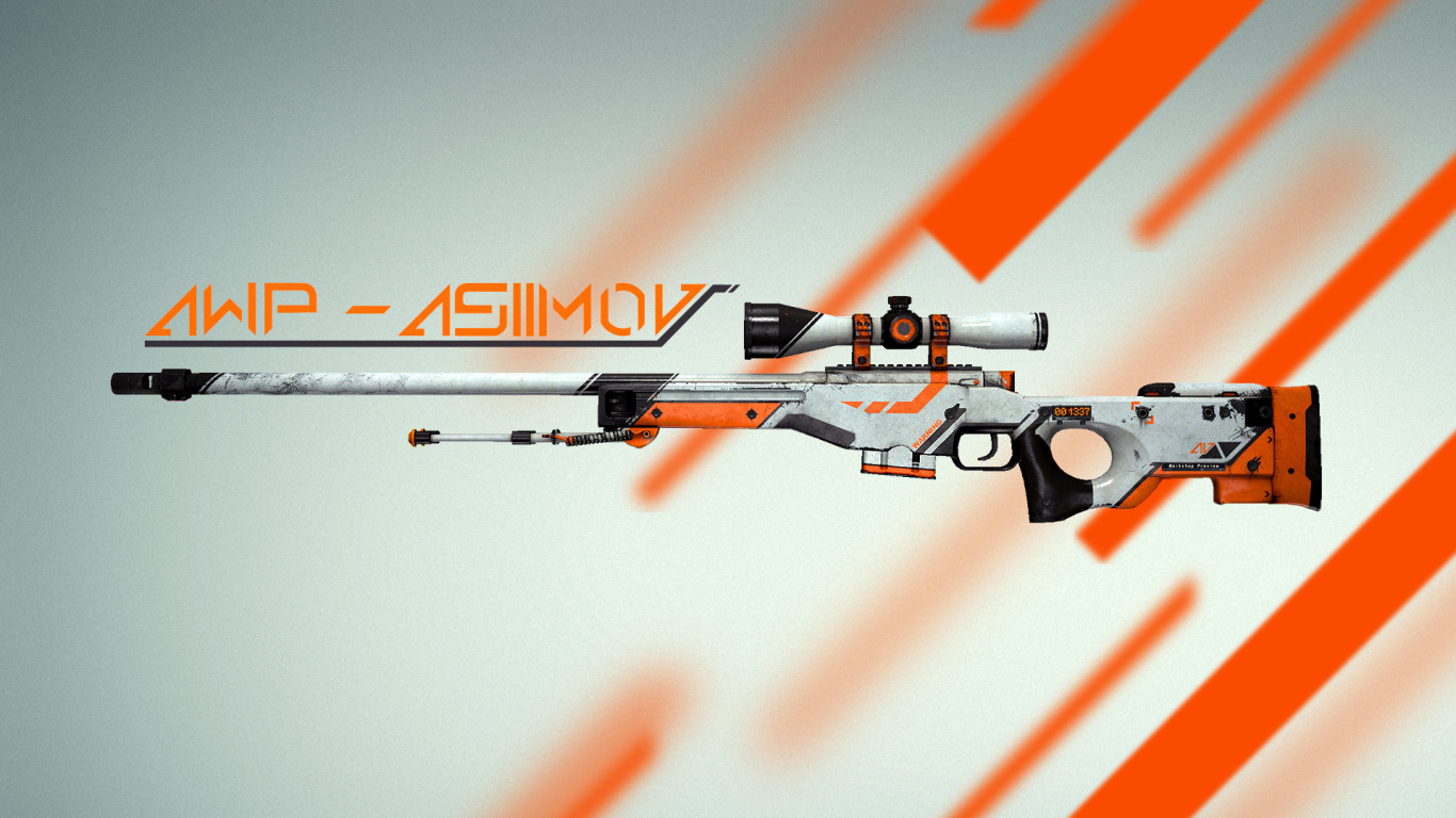 Download wallpaper counter strike, global offensive, awp, skin, cs:go,  asiimov, section weapon in resolution 1366x768