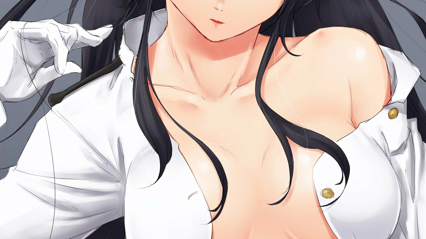 Download wallpaper girl, sexy, long hair, boobs, anime, beautiful, red  eyes, pretty, section seinen in resolution 1366x768