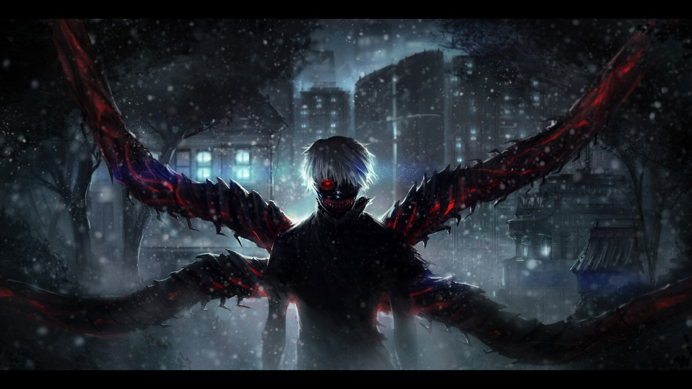 Wallpaper tokyo ghoul, dark, anime boy, artwork desktop wallpaper