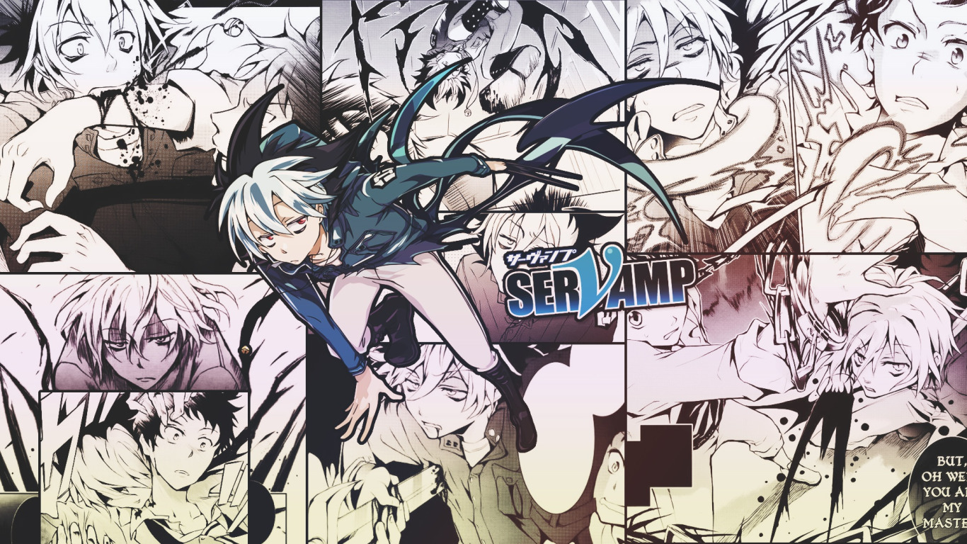 Download wallpaper vampire, manga, KURO, Servamp, Servant vampire, section  shonen in resolution 1366x768