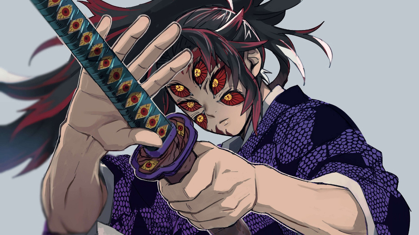 Download wallpaper Anime, online, Demon Slayer Kimetsu no Yaiba, Kimetsu no  Yaiba, Blade of Demon Destruction, The blade cleaves demons, section shonen  in resolution 1366x768