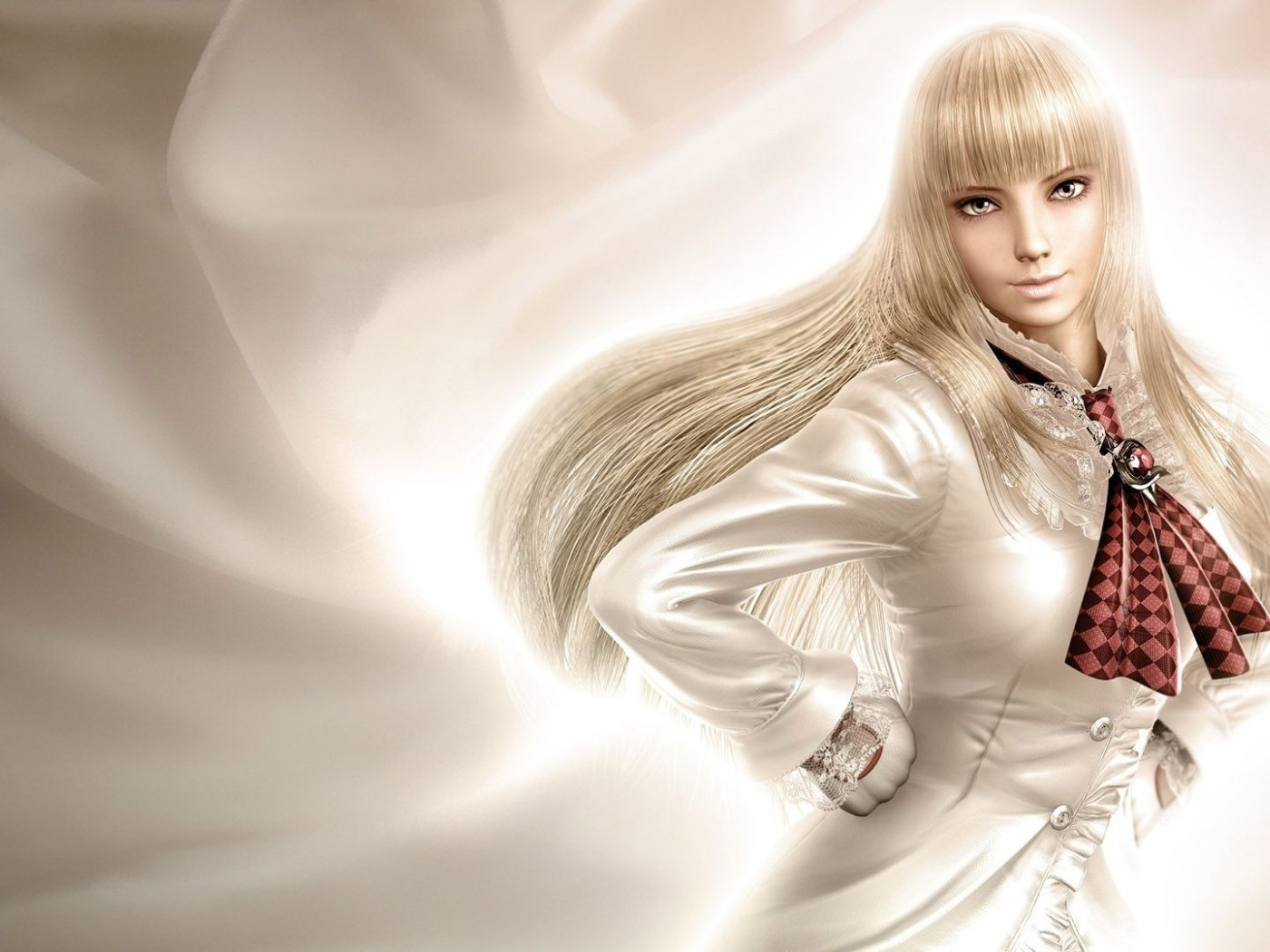 Download wallpaper look, girl, blonde, gloves, sexy, Tekken, Lili, section  games in resolution 1400x1050